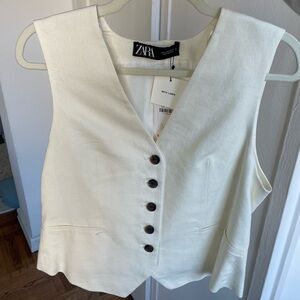 Zara Off-White Buttoned Vest